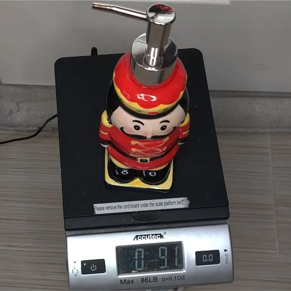 Traditional Christmas‎ Ceramic Nutcracker Soldier Soap Pump Dispenser or Lotion
